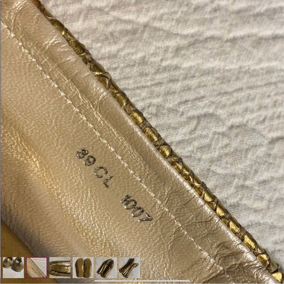 Christian Dior Gold Metallic Snake skin Ballerina Flats. Size 39. - Picture 4 of 8